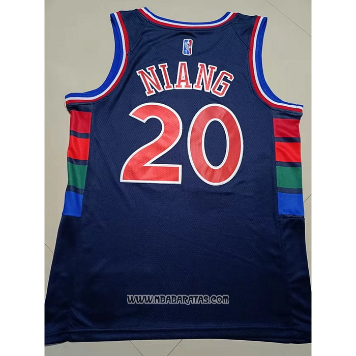 Camiseta Philadelphia 76ers Georges Niang #20 Ciudad 2021-22 Azul